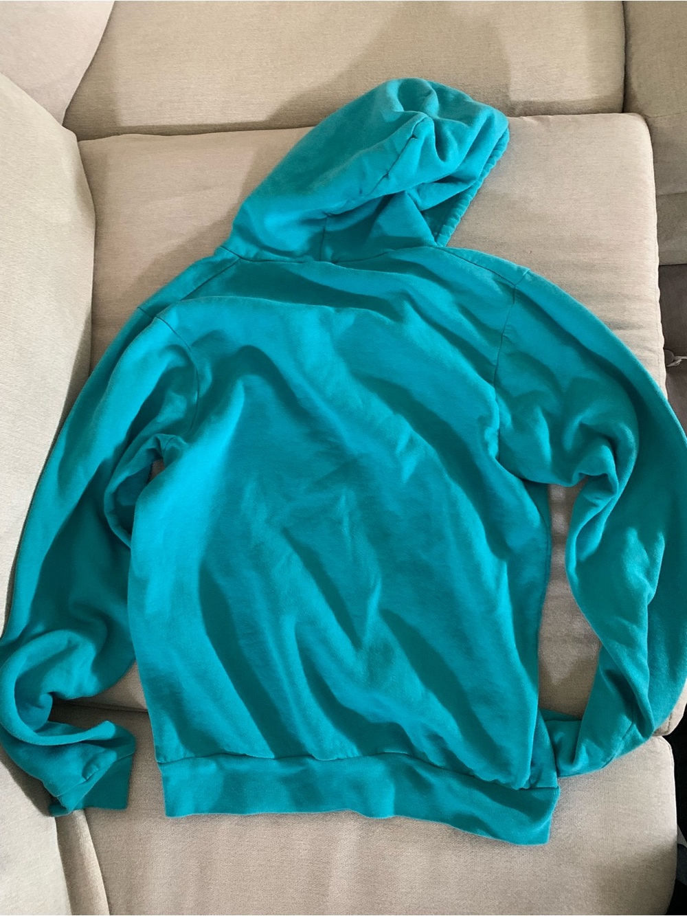 American Apparel Teal Zip Hoodie with Drawstring - Picture 2 of 4